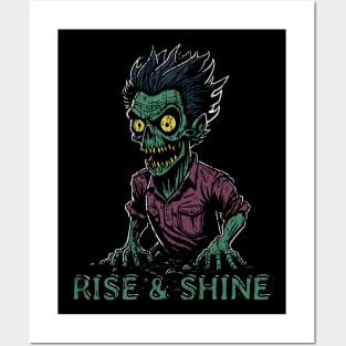 Rise and Shine Zombie distressed Posters and Art